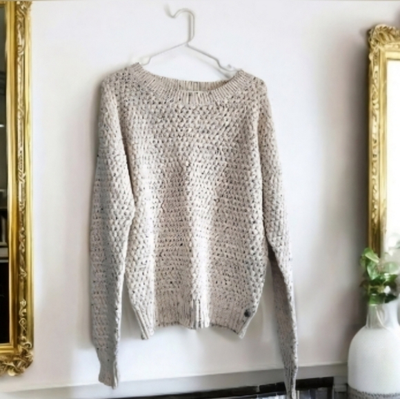 Vans Tops - VANS Spring Cotton Blend Cream Chunky Knit Cotton Sweater White Size L
